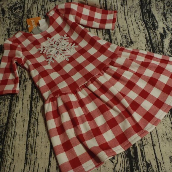 Gymboree North Pole Party Checked 4T snowflake Dress NWT. BIN M--SMALL BIN - Picture 1 of 2